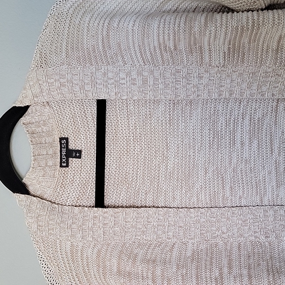 Express cream crochet oversized long line open front sweater large - Picture 3 of 6